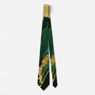 Green Marble Pattern with Gold Tie