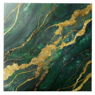 Green Marble Pattern with Gold Tile