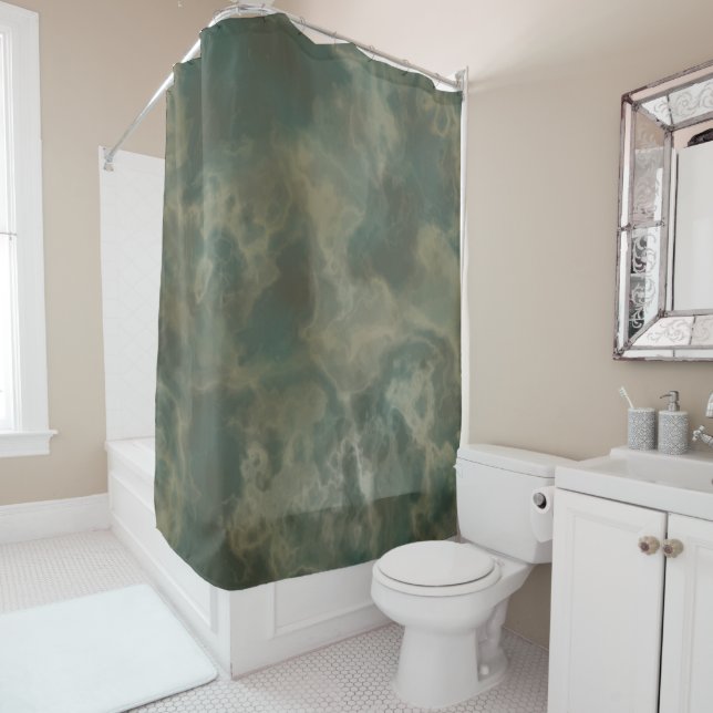 Green Marble Shower Curtain (In Situ)