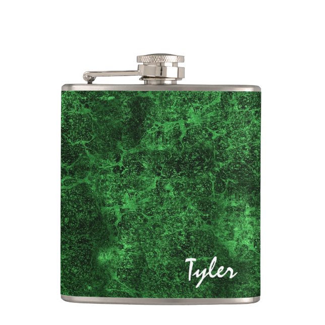 GREEN MARBLE Texture Custom Name Flask v13 (Front)