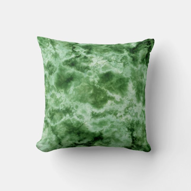 Green Marble Texture Throw Pillow (Front)
