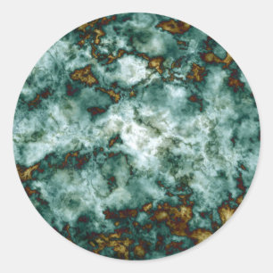 Green Marble Texture With Veins Classic Round Sticker