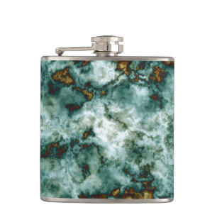 Green Marble Texture With Veins Hip Flask
