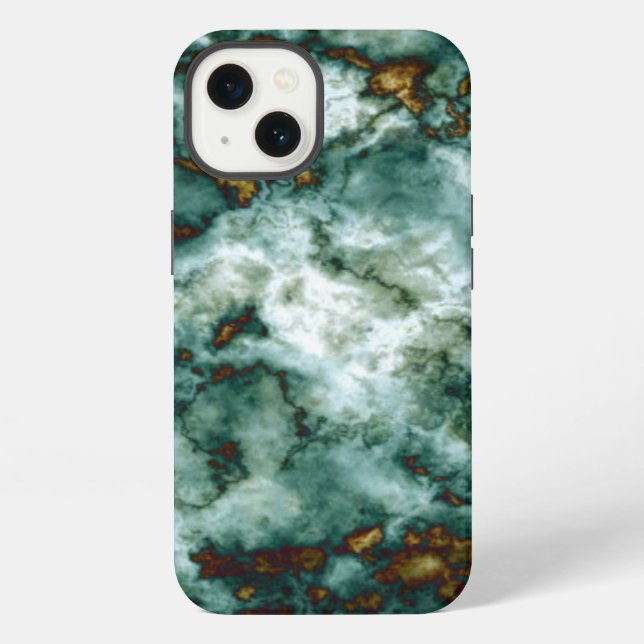 Green Marble Texture With Veins iPhone Case (Back)