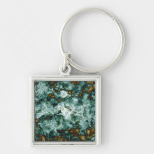 Green Marble Texture With Veins Keychain
