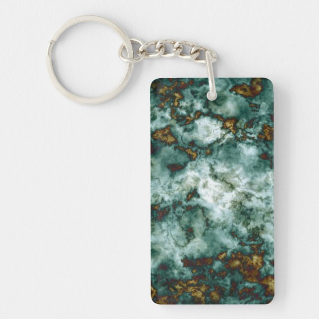 Green Marble Texture With Veins Keychain (Front)