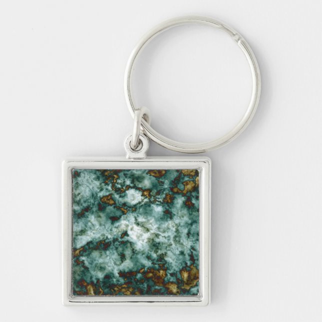 Green Marble Texture With Veins Keychain (Front)