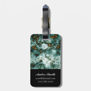 Green Marble Texture With Veins Luggage Tag