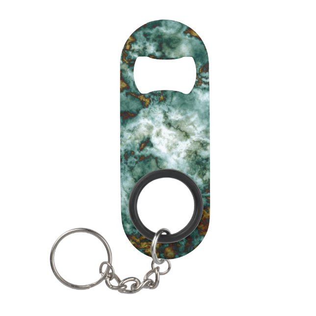 Green Marble Texture With Veins Mini Bottle Opener (Front)