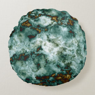 Green Marble Texture With Veins Round Pillow