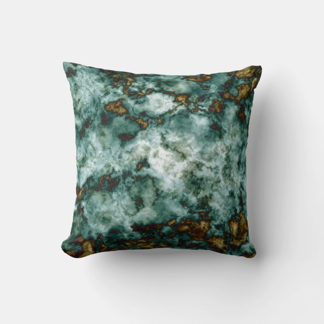 Green Marble Texture With Veins Throw Pillow (Front)