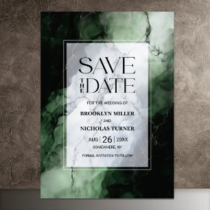 Green Marble Wedding Save the Date