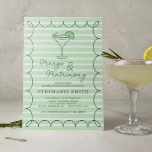 Green Margs and Matrimony Bachelorette Party  Invitation