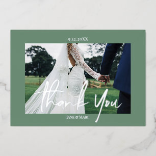 Green Mariage Real Foil 2 photos Merci Cartes