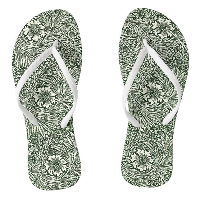 Green Marigold Elegance: Step Into Nature Flip Flops (Footbed)