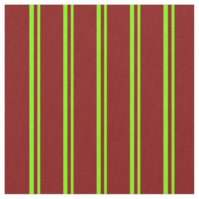 Green & Maroon Coloured Pattern of Stripes Fabric (Close Up)