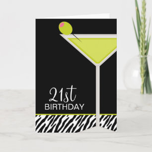 Green Martini and Zebra Pattern Card