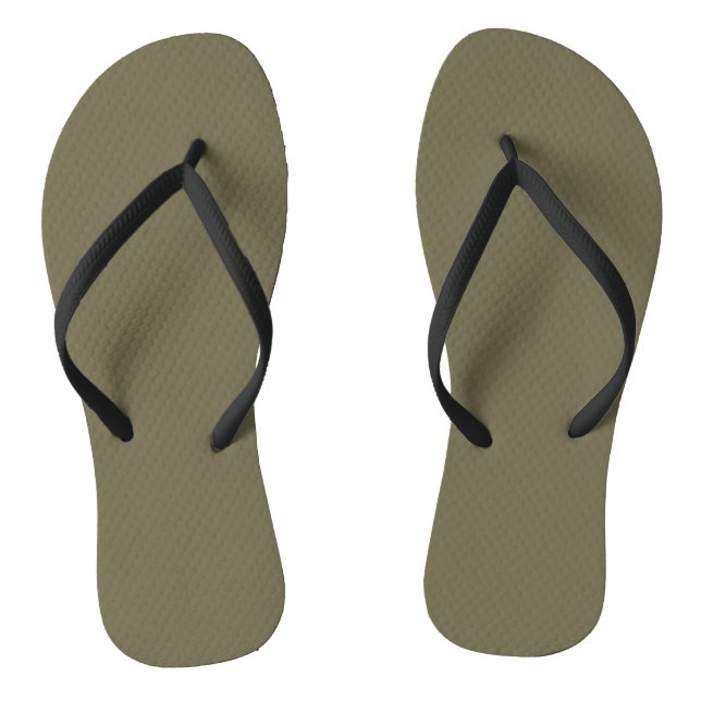 Green Martini Olive Solid Colour Print, Neutral Flip Flops (Footbed)