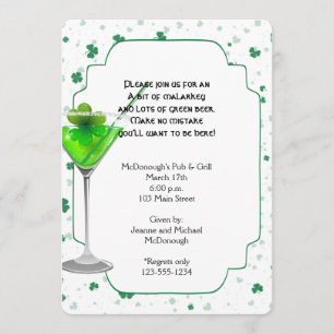 Green Martini St. Patricks Day Party Invitation