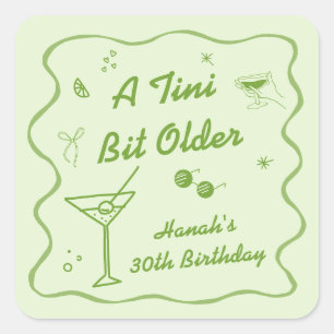 Green Martini themed Birthday Party Square Sticker