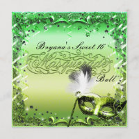 Green Masquerade Mask Elegant Ball Party
