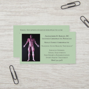 Green Massage Therapy Chiropractic Doctor Business Card