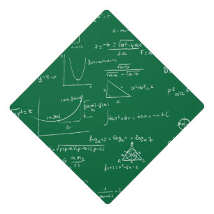 Green Math Equations and Graphs Graduation Cap Topper
