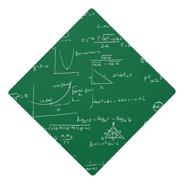Green Math Equations and Graphs Graduation Cap Topper (Front)