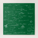 Green Mathematic Formulas and Equations Jigsaw Puzzle<br><div class="desc">Great puzzle to keep anyone entertained for quite a long time. This puzzle it's not easy. The mathematic formulas are in white over a green background. This is a great gift for mathematicians, math teachers, just graduated, etc. Illustrated and designed by Patricia Alvarez.</div>