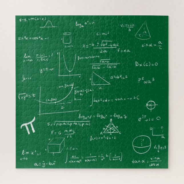 Green Mathematic Formulas and Equations Jigsaw Puzzle (Vertical)