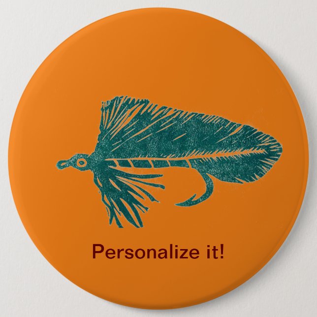 Green Matuka streamer fly fishing, fly tying art 6 Inch Round Button (Front)