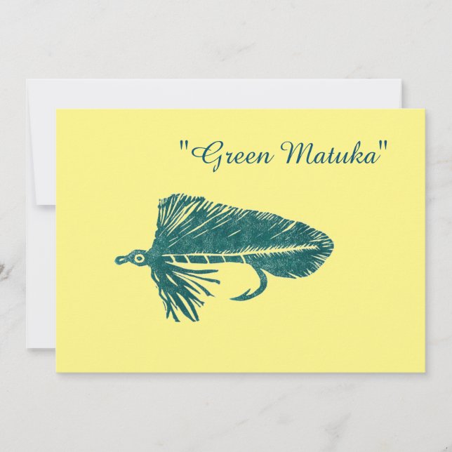 Green Matuka streamer fly fishing, fly tying art Invitation (Front)