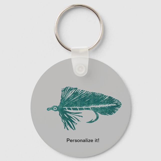 Green Matuka streamer, fly fishing, fly tying art Keychain (Front)
