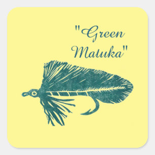 Green Matuka streamer fly fishing, fly tying art Square Sticker
