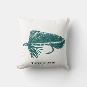 Green Matuka streamer, fly fishing, fly tying art Throw Pillow
