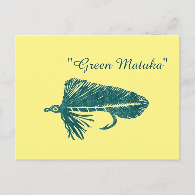 Green Matuka streamer, fly tying, fly fishing art Postcard (Front)