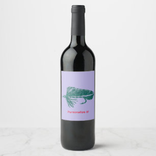 Green Matuka streamer, fly tying, fly fishing art Wine Label