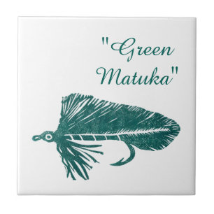 "Green Matuka" streamer trout fly tile. Tile