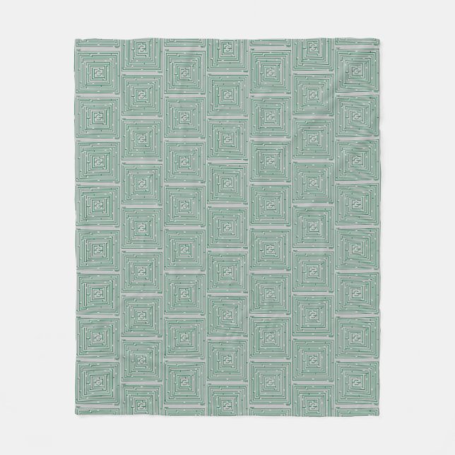 Green Maze Fleece Blanket (Front)