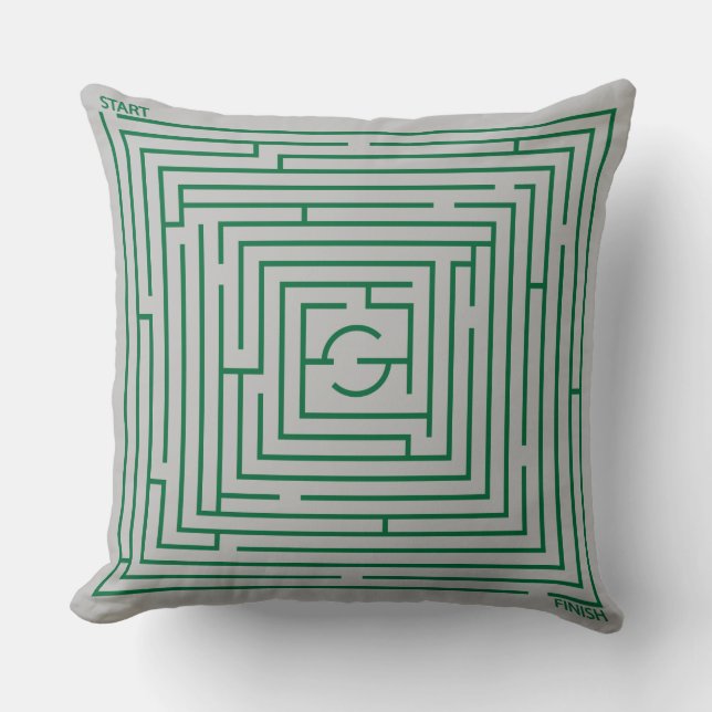 Green Maze Throw Pillow (Front)