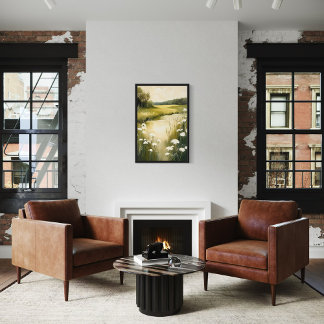 Green Meadow – Serene Wildflower Landscape Poster