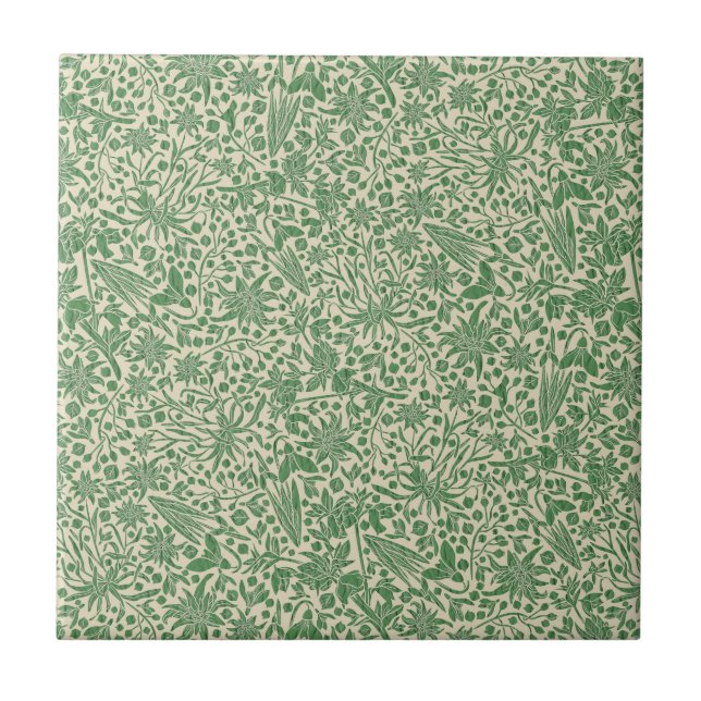 Green Meadow with Tiny Bees and Bugs Seamless Tile (Front)