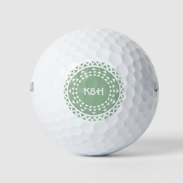 Green Medallion Initials Personalized Golf Balls (Front)