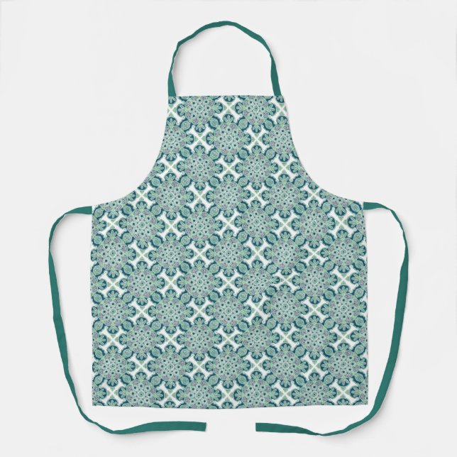 Green Medallion print Apron (Front)