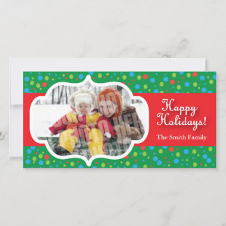 Green Medallion wit polka dots photocard Holiday Card