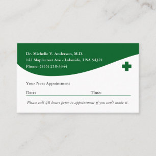 Green Medical Doctor Professional Patient  Appointment Card