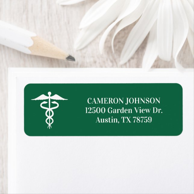 Green Médicale Caduceus Doctor Return Adresse (En situation)