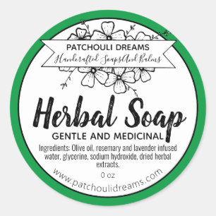 Green Medicinal Herbal Handmade Soap Classic Round Sticker