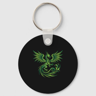 Green Medieval Dragon Fantasy Mythical Art Men Wom Keychain