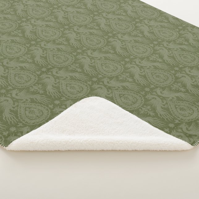 Green Medieval Dragons Sherpa Blanket (3/4)